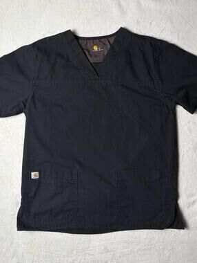 Carhartt Mens Ripstop Multi-Pocket Scrub Top V-Neck Black Small C15108 Bi-Swing